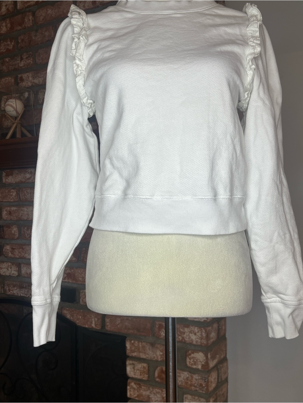 PAIGE White Ruffle-Shoulder Sweatshirt - Picture 5 of 5